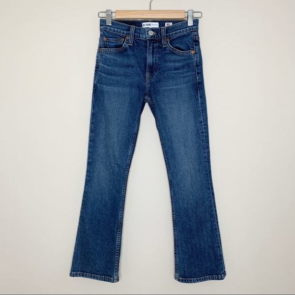 RE/DONE Mid-Rise Kick Flare Stretch Crop Jeans (Sz 23) Mid 70s Wash - Picture 4 of 13